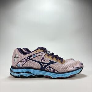 Mizuno Wave Inspire 10 Gray Purple Blue Running Shoes J1GD144416 Womens Size 8.5